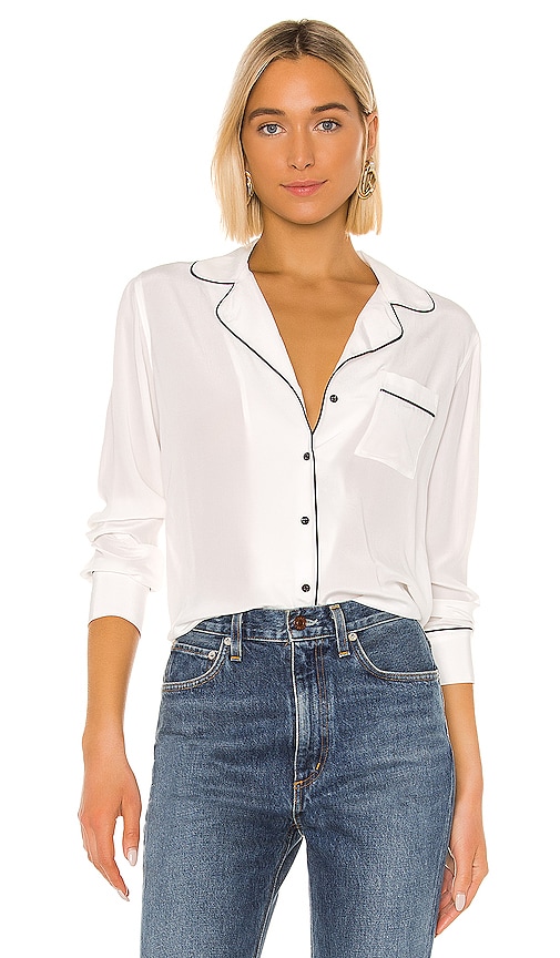 Rails Amara Silk Blouse in White | REVOLVE