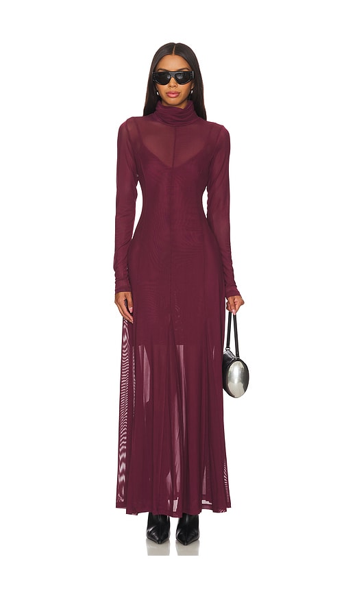 Shop Remain Maxi Mesh Dress In Winetasting