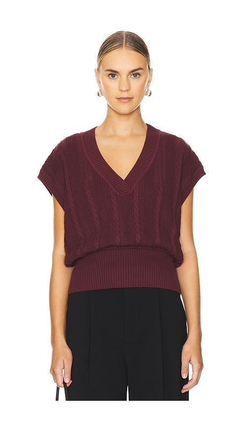 Shop Remain Cable Knit Vest In Burgundy