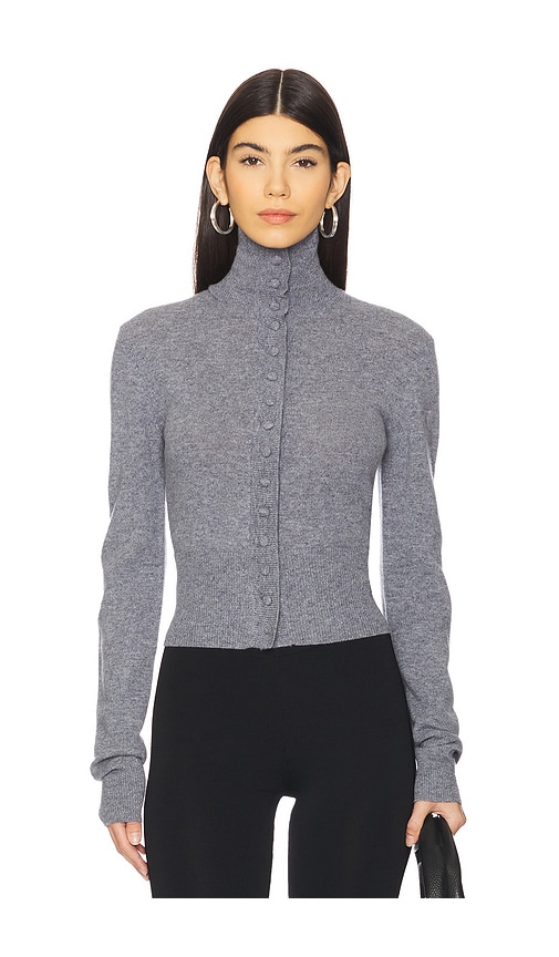 REMAIN Slim Fit Cardigan in Grey Melange