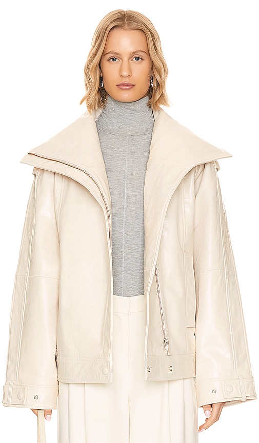 Remain Oversized Leather Jacket In Neutrals