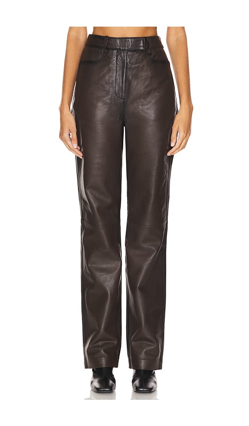 REMAIN Straight Leg Leather Pants in Carafe