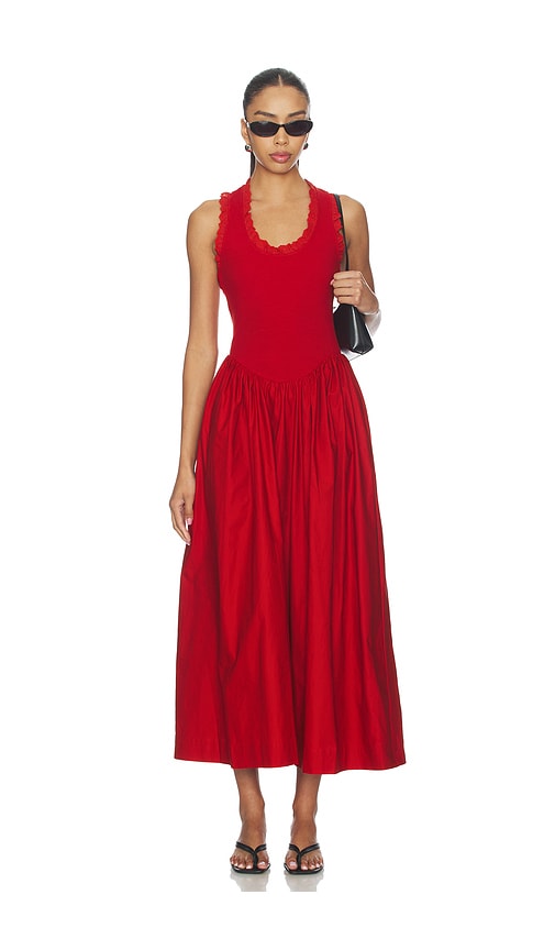 Roame. Lucy Rib Maxi Dress In Red