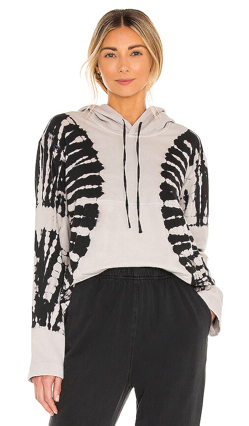 Raquel Allegra Crop Hoodie in White Black Hilma Tie Dye REVOLVE