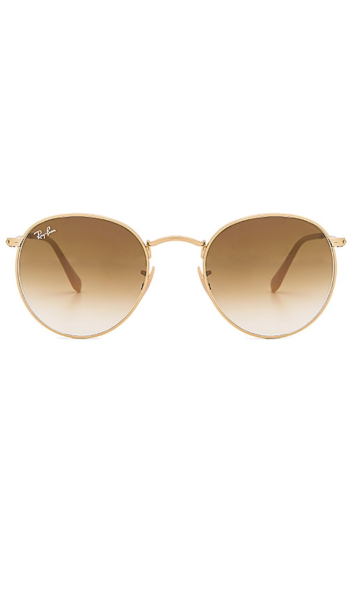 ray ban round metal gold brown