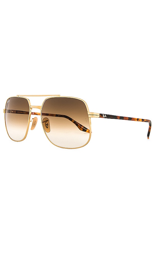 Shop Ray Ban Metal Square In Gold