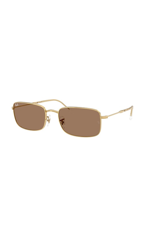 Ray Ban Rectangular Sunglasses In Gold