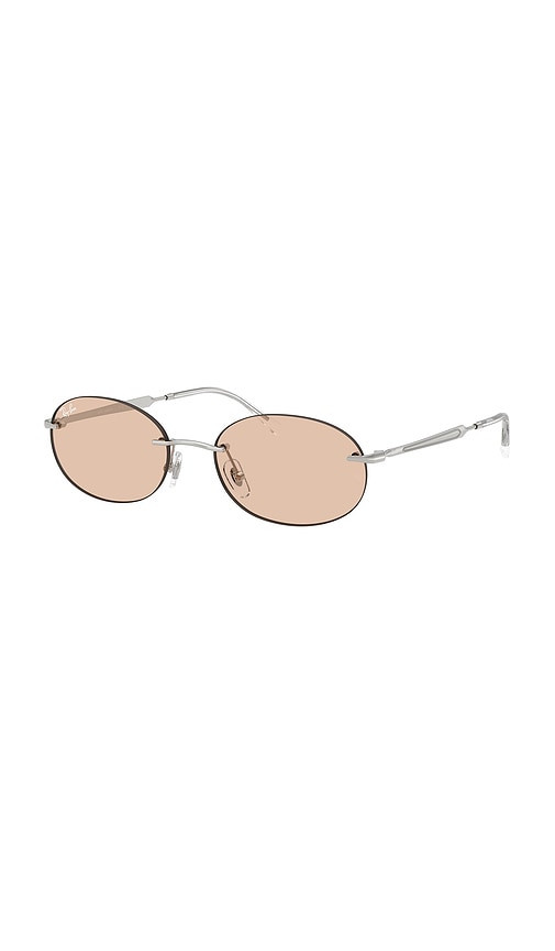Ray Ban Oval-frame Rimless Sunglasses In Pink