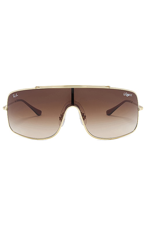 Shop Ray Ban Wings Iii Sunglasses In Metallic Gold