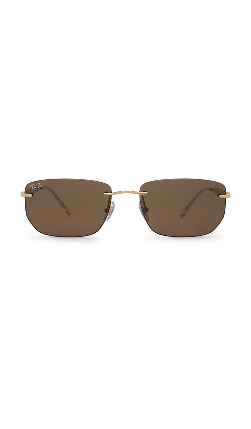 Ray Ban Rectangular Sunglasses In Gold