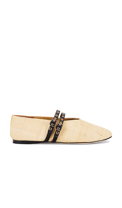 Shop Raye Adina Buckle Flat In Raffia