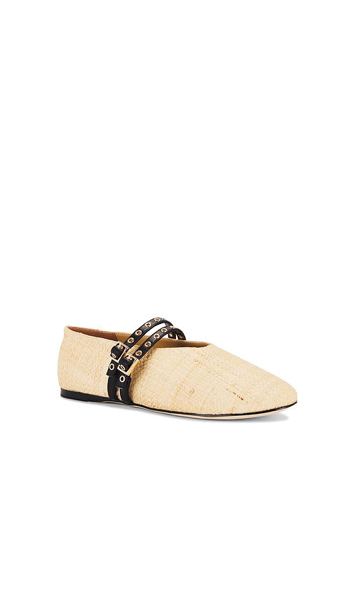 Shop Raye Adina Buckle Flat In Raffia