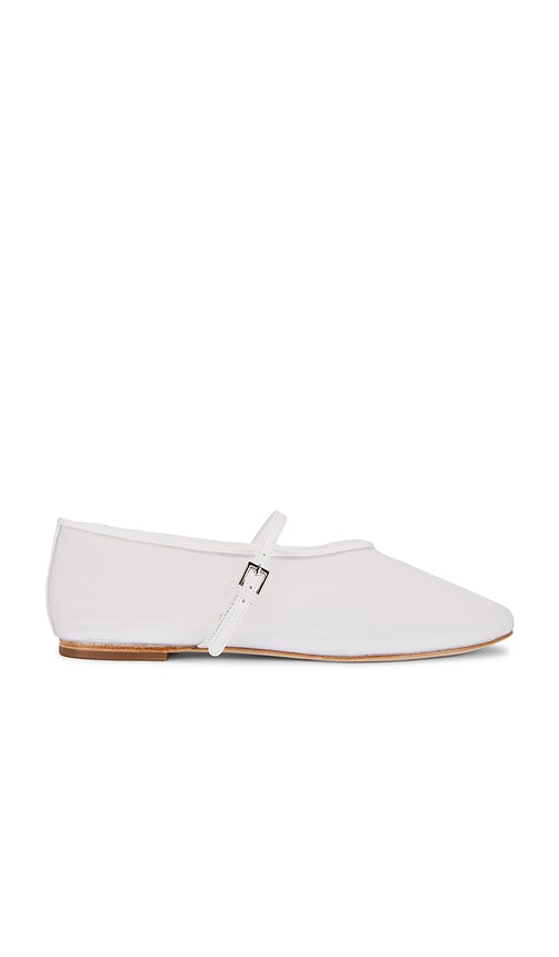 Shop Raye Adina Buckle Flat In White Mesh