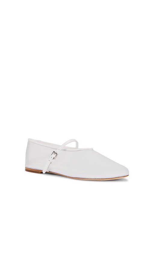 Shop Raye Adina Buckle Flat In White Mesh