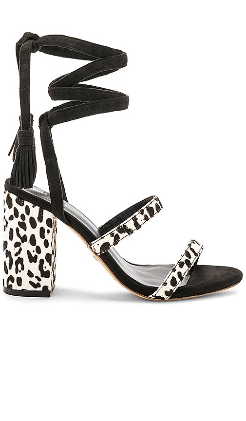 RAYE x STONE_COLD_FOX Henna Calf Hair Sandal in Black & White | REVOLVE