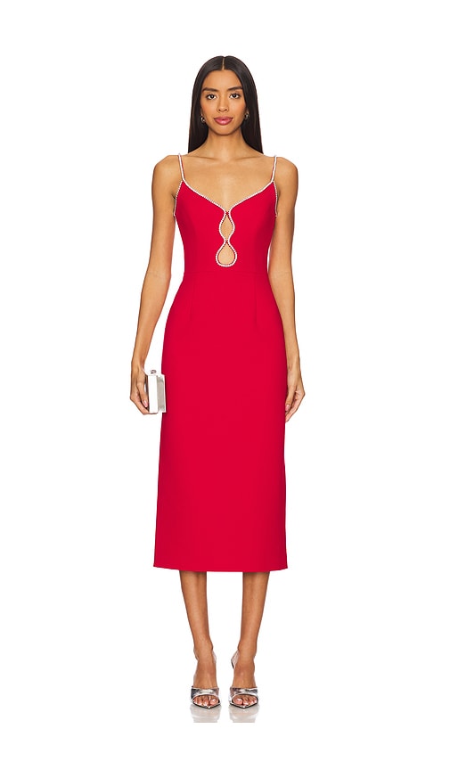 Rebecca Vallance Akari Strap Midi Dress in Red | REVOLVE
