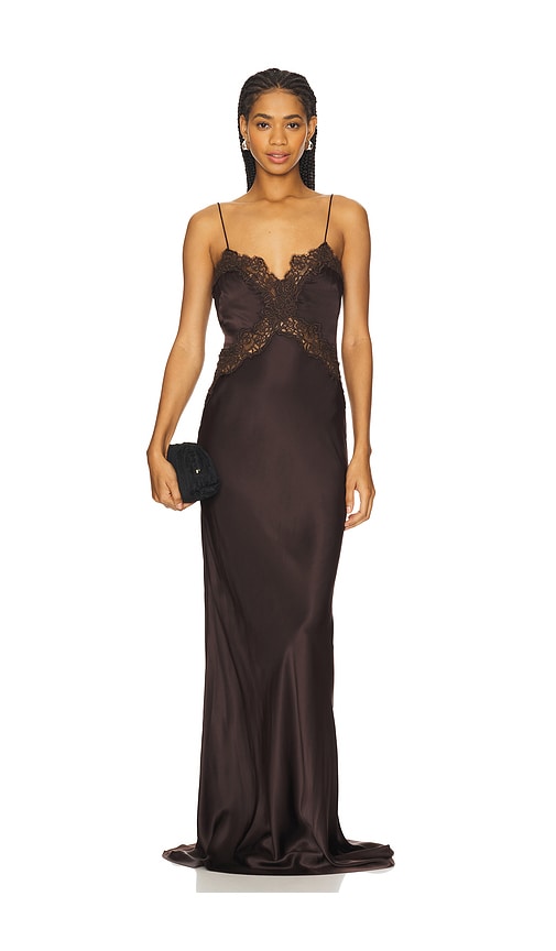 新作【Rebecca Vallance】Allegra silk maxi dress Allegra silk maxi dress in brown - Rebecca Vallance | Mytheresa