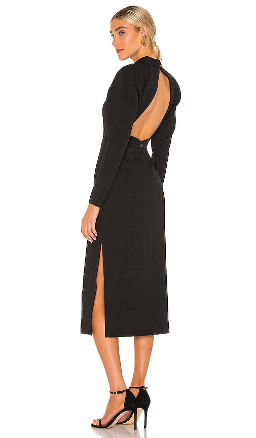 Rebecca Vallance Martini Long Sleeve Midi Dress in Black | REVOLVE