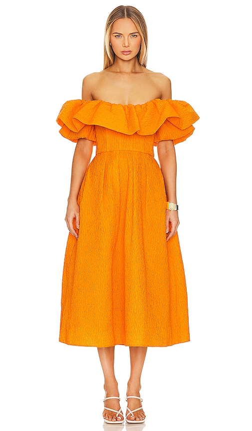 Rebecca Vallance Aurora Midi Dress in Marigold