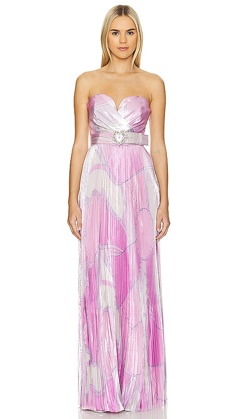 Rebecca Vallance Samar Strapless Gown in Print | REVOLVE