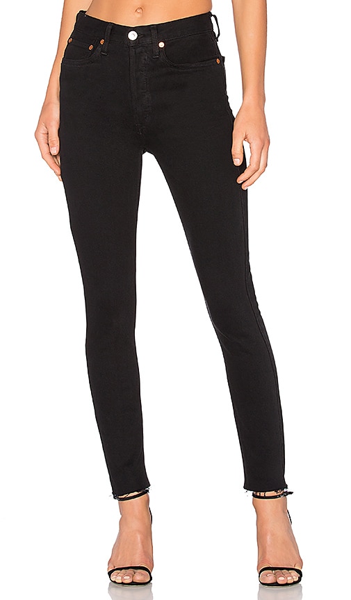 redone high rise ankle crop black