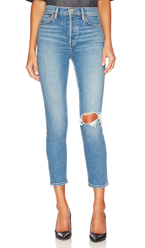 RE/DONE  90s High Rise Ankle Crop in Dark Rinse