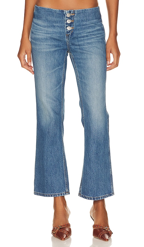 Re/done Button Front Crop Boot Jeans In Blue
