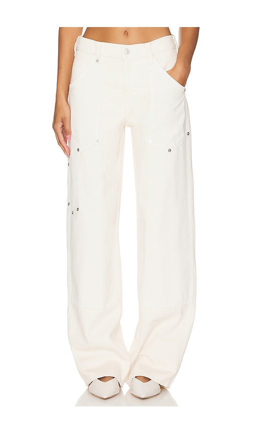 RE/DONE Mid Rise Workwear Wide Leg in Distressed Vintage White