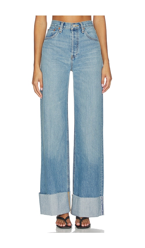 RE/DONE High Rise Wide Leg Cuff Jeans