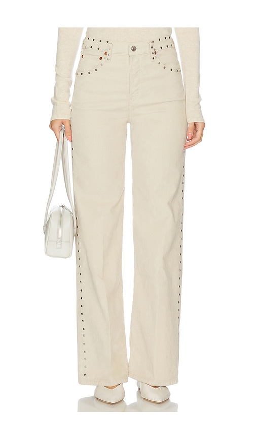 Re/done High Rise Wide Leg Jeans In White