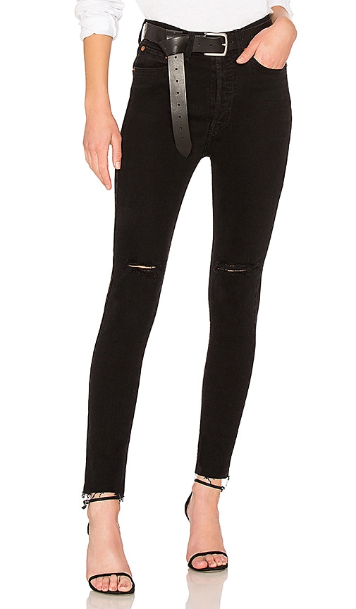 redone high rise ankle crop black