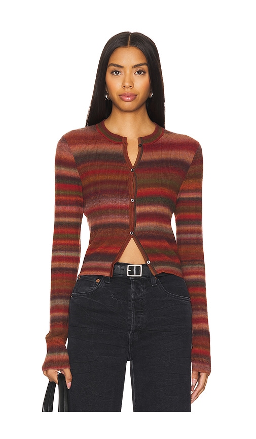 RE/DONE Crewneck Cardi in Fire Combo