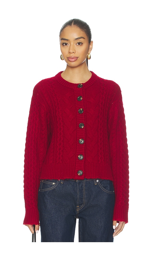 Re/done Cable Knit Cardigan Sweater In Red