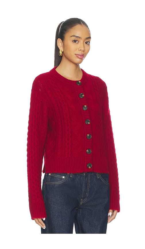 Re/done Cable Knit Cardigan Sweater In Red