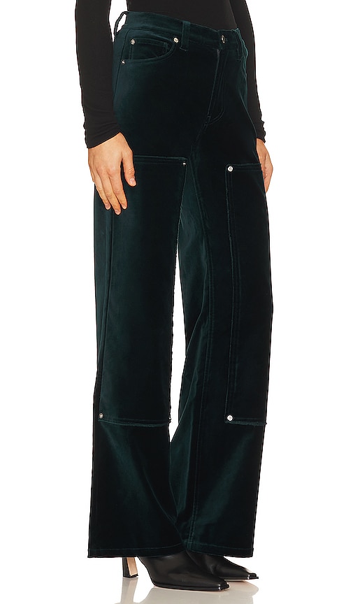 Shop Re/done Velvet Workwear Wide Leg In Dark Green