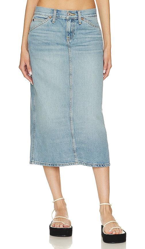Re/done Originals Low Rider Midi Skirt In Blue