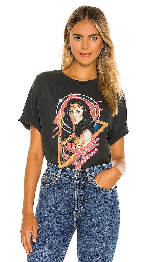 RE/DONE x WW84 Wonder Woman 80s Oversized Tee in Washed Black | REVOLVE