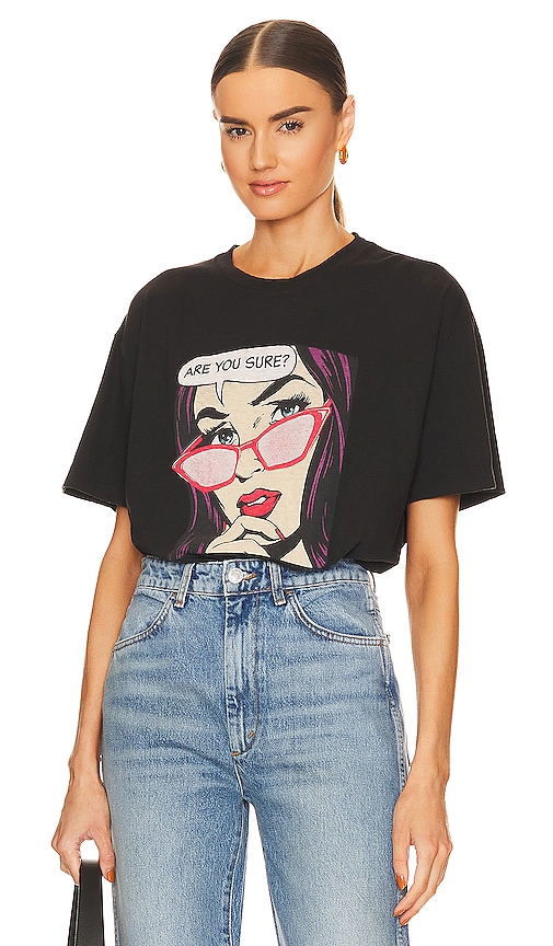 RE/DONE 90's Easy Tee Are You Sure in Washed Black | REVOLVE