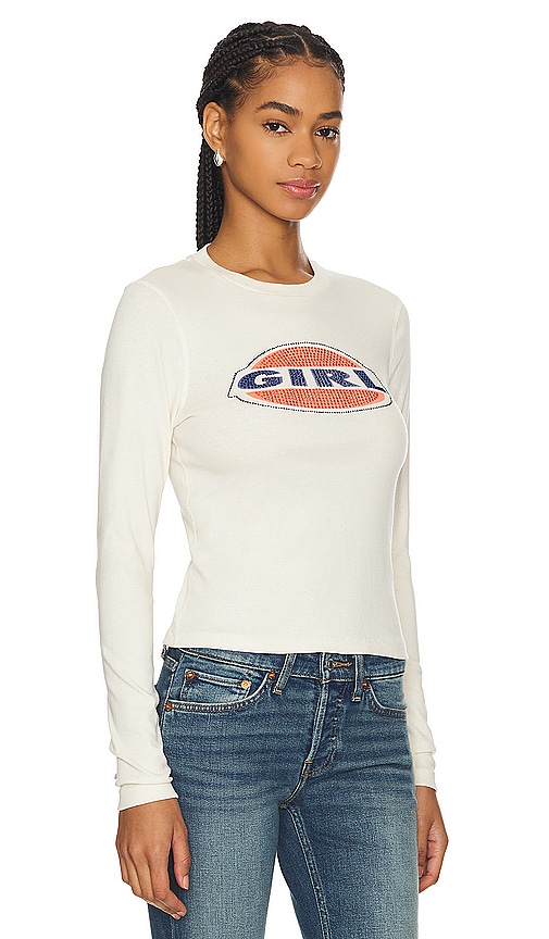 Shop Re/done X Pam Anderson 90s Baby Girl Tee In Ivory