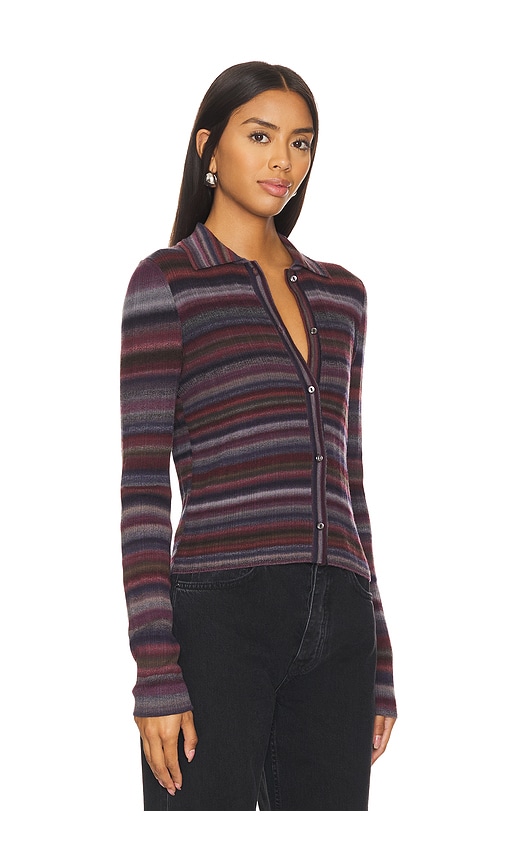 Shop Re/done Ribbed Polo Cardigan In Lavender Combo