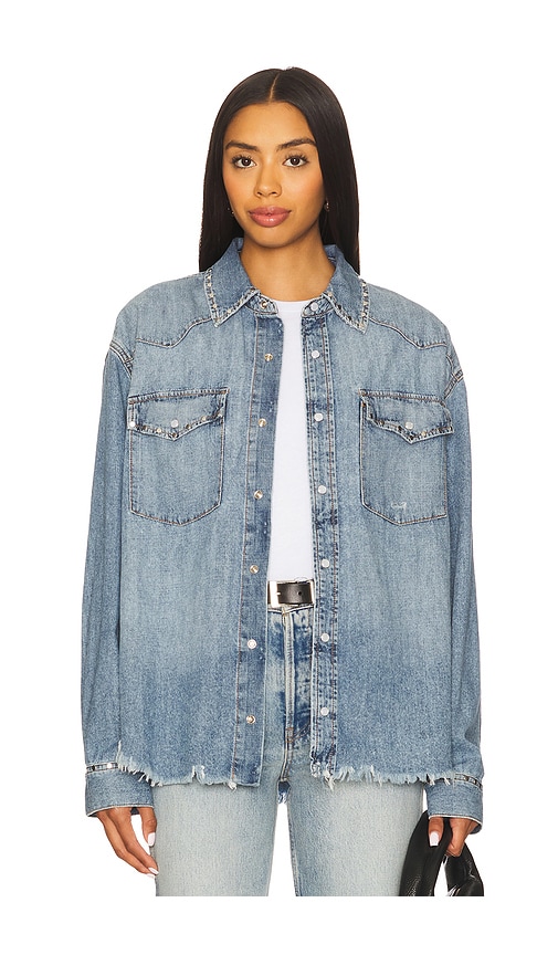Distressed Western Shirt in Blue. - size S (also in XS) - RE/DONE - Modalova