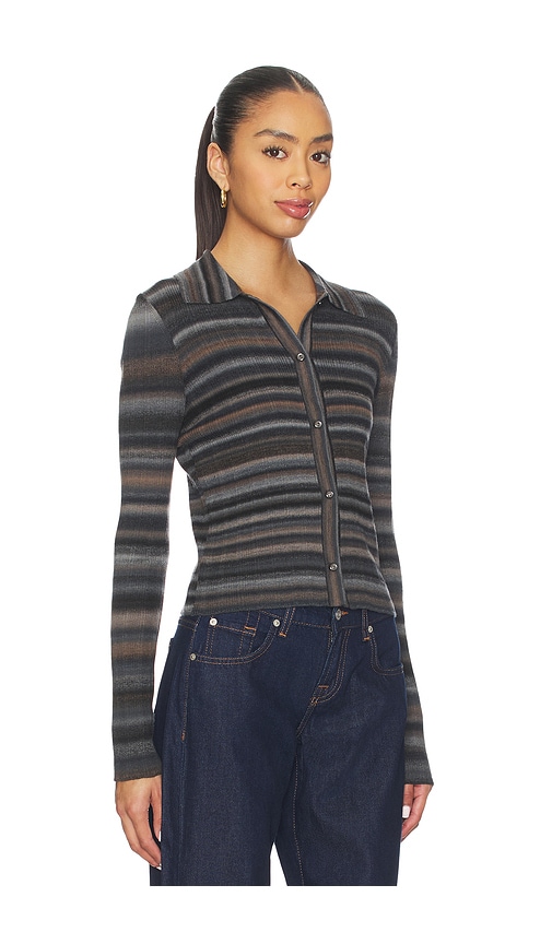 Re/done Ribbed Polo Cardi In Black