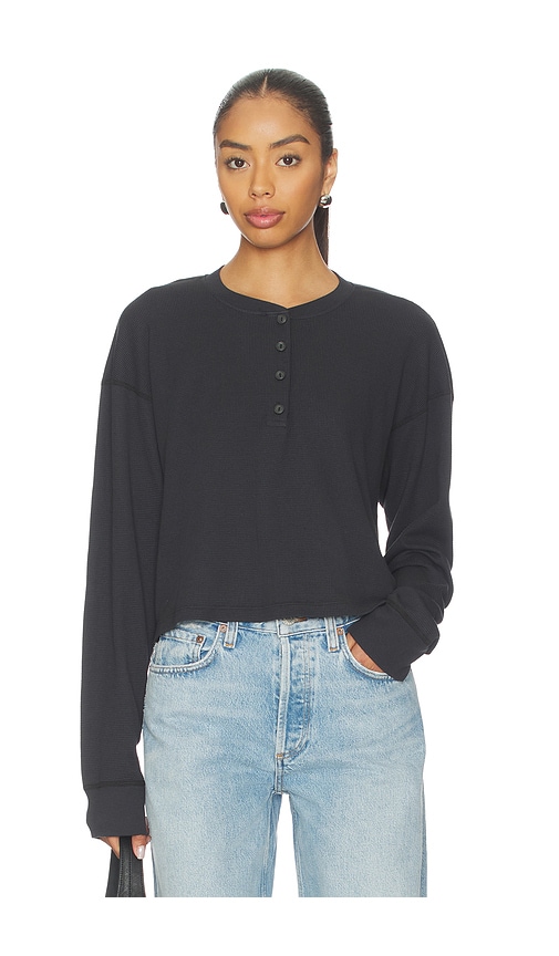 RE/DONE Boxy Waffle Henley Top
