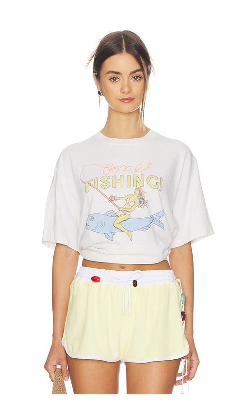 RE/DONE Boyfriend Tee Fishing in Vintage White