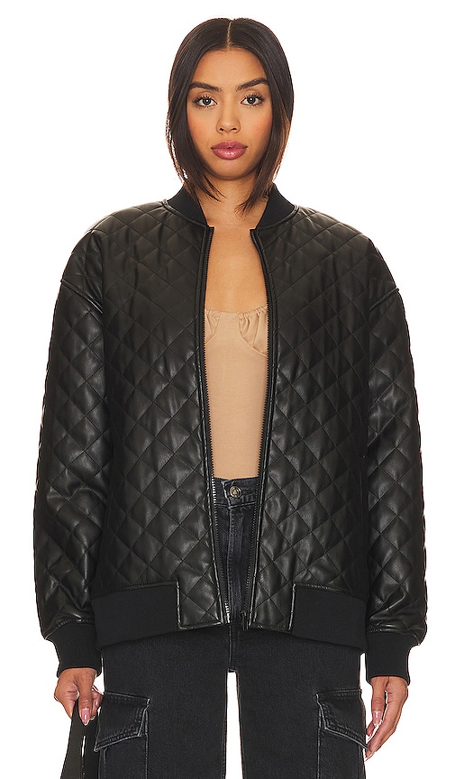 YOURS Plus Size Curve Black Quilted Faux Leather Bomber Jacket | Yours  Clothing