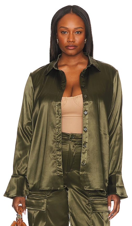 Remi X Revolve Serena Button Up Shirt In Dark Green