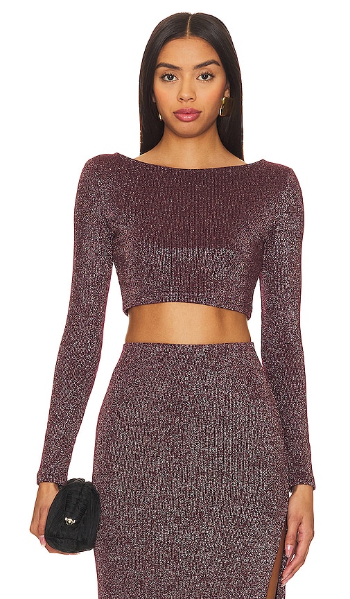 Shop Remi X Revolve Gabby Shoulder Pad Top In Burgundy