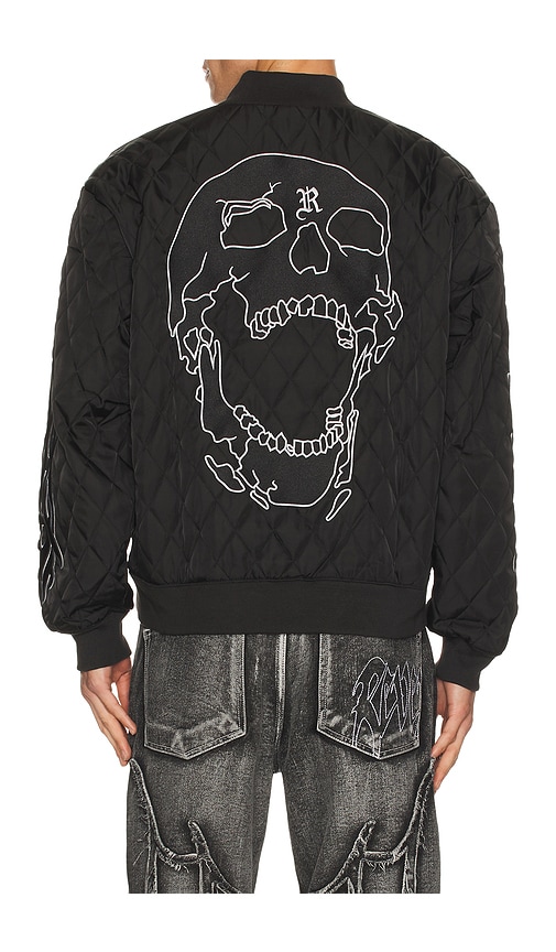 Revenge Skull Logo Quilted Bomber Jacket