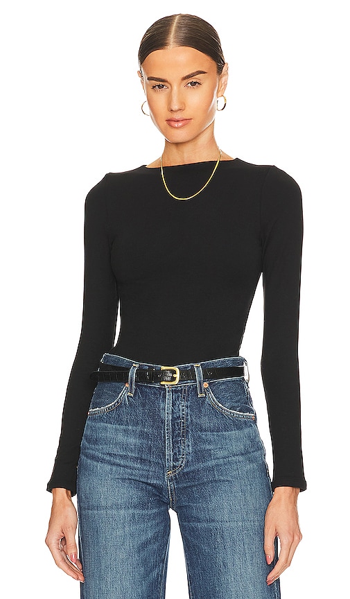 Re Ona Signature Long Sleeve Top In Black