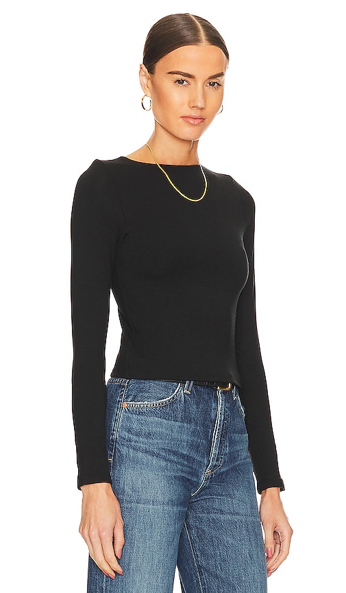 Shop Re Ona Signature Long Sleeve Top In Black